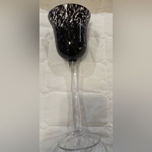 Hand blown Purple wine glass art piece. Bent stem